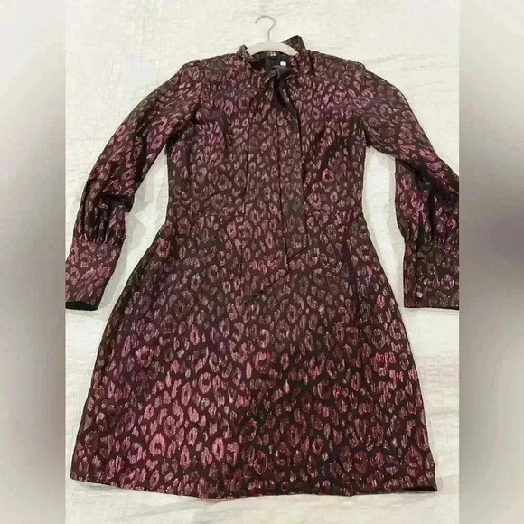 Greylin Sparkly animal print long sleeve a line dress size 2 - Picture 7 of 7